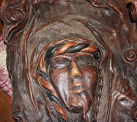 i like trees in my house, home decor, repurposing upcycling, woodworking projects, A native American leather relief mask Love the detail