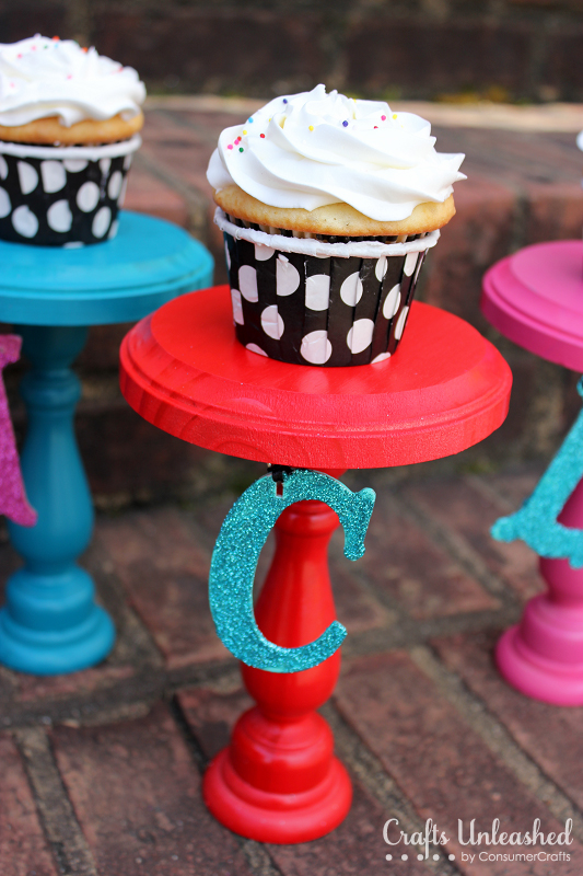 personalized diy cupcake stand, crafts, Ya gotta have a little sparkle on a birthday cause your fabulous Trish glittered each letter in beautiful and bright fine glitter