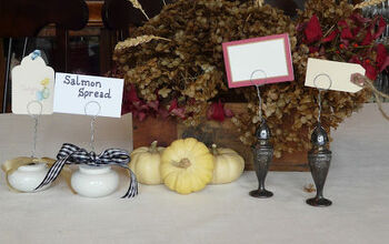 Placecards made from Old Door Knobs and Silver S & P Shakers