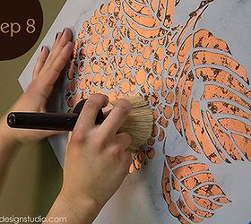 how to stencil copper leaf hydrangea wall finish, painting, wall decor, Japanese Hydrangea Floral Stencil