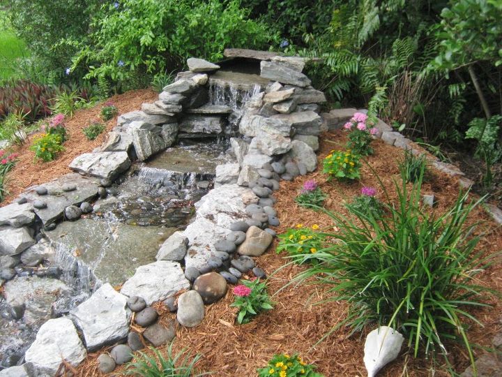 before and after pondfree water feature renovation, outdoor living, perennial, ponds water features