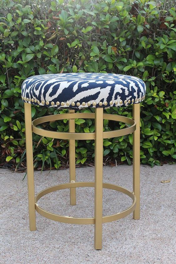 diy upholstery stool, painted furniture, reupholster, After