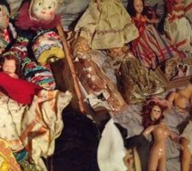 q how do you care for old dolls parts clothes, crafts, Look at all of these There are 2 nuns too