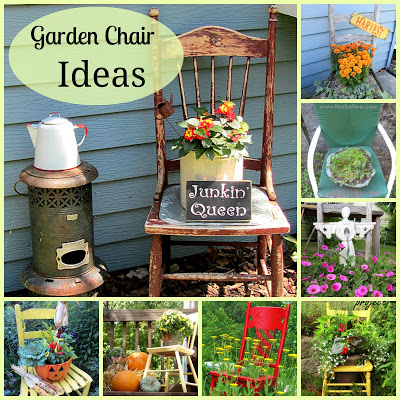 great garden chair planter ideas, gardening, outdoor furniture, outdoor living, painted furniture, repurposing upcycling, rustic furniture, seasonal holiday decor, Even more chair ideas on the blog post