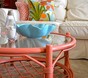 update a coffee table to a gorgeous new color coral, painted furniture, The color goes great with my accessories in the room and the color works because the large sectional is so neutral