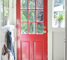 painted doors furniture and food at the make it pretty monday party, doors, painted furniture, A door painted red