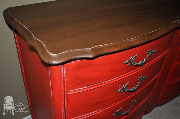 french provincial dresser makeover, home decor, painted furniture, Le Craie Cerise and Chocolat by Vintage Charm Restored