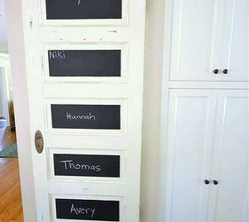 diy old door and chalkboard paint, chalkboard paint, crafts, home decor, painting, repurposing upcycling, Give each member of the family their own section