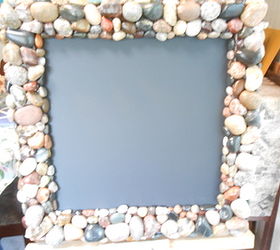 my lake superior rock collection, crafts, home decor, pallet, repurposing upcycling, 2ft sqr rockframed chalkboard weighs 24 1 2 lbs contact The HollyTree Holly MI 248 634 9805 for availability