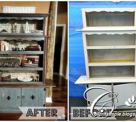 trash to treasure hutch transformation, painted furniture, Before and After
