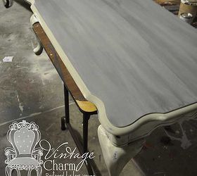 weathered grey coffee table, painted furniture, shabby chic, Stained top over the Magnolia Paint