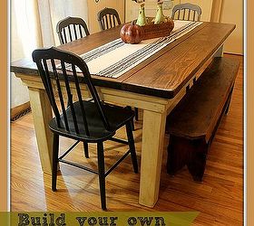 how to build your own farmhouse table for under 100 diy, diy, how to, painted furniture, woodworking projects, My finished farm house table Now part of my kitchen and my family