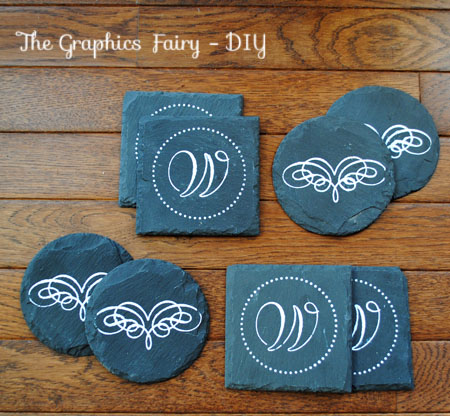 make some faux chalk art coasters, chalk paint, crafts, That s it Cute right I think they would make a great gift Stop by my blog for the links to the supplies