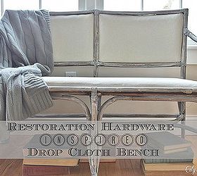 how to get the restoration hardware look for less, painted furniture, reupholster, A dark bench was transformed with a little paint 5 drop cloth