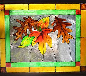 faux stained glass fall leaves, crafts