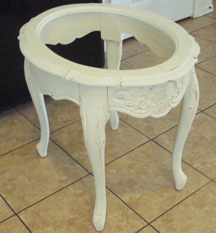 my makeover decision, painted furniture, shabby chic, After paint but no center