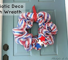 patriotic deco mesh wreath, crafts, patriotic decor ideas, seasonal holiday decor