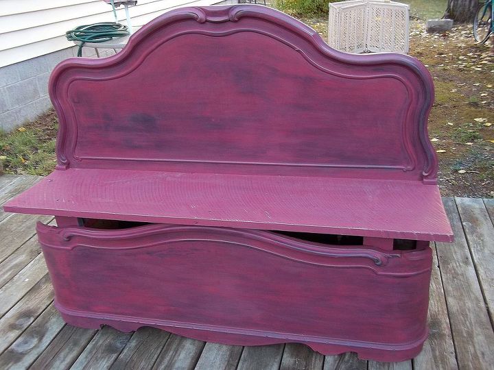 vintage headboard footboard repurposed into bench, painted furniture, repurposing upcycling, rustic furniture