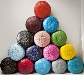 it s all about the pouf the abc s of pouf ottomans, home decor, painted furniture, MOROCCAN POUFS A POPULAR MUST HAVE They come in so many colors and material What I love about these poufs are that they are great space savers nice little pops of color and additional seating that doesn t get in the way