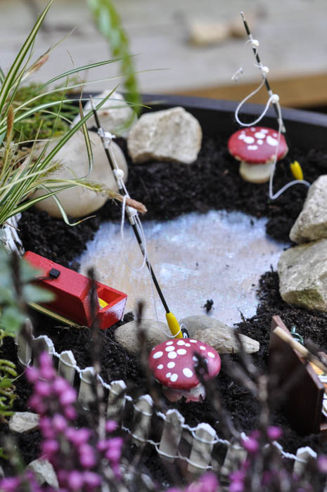 make your own toadstools for your fairy garden, crafts, gardening, Then pop your little toadstools in your garden Next to your pond perhaps Tutorial for the pond at the link below