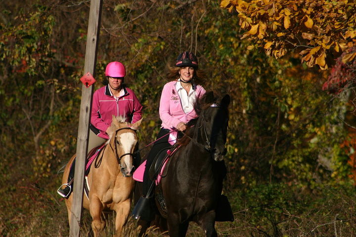 ride for cure 2012, outdoor living, pets animals, My wife in rear and her friend out on the back wood hunting trail