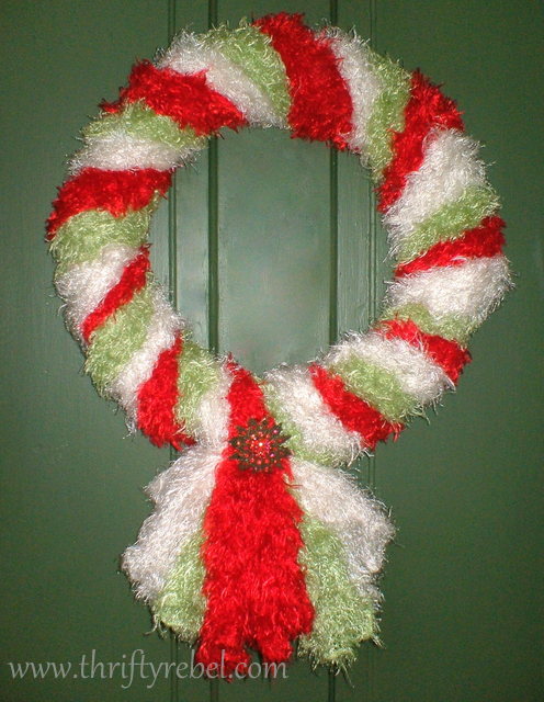 christmas wreath made of scaves, crafts, wreaths, Winter Scarf Christmas Wreath