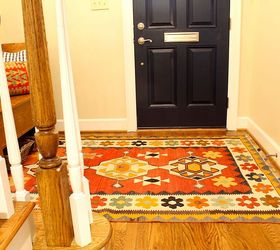 a different rug adds a pop of color to a small space, flooring, foyer, home decor, window treatments, When I went to the rug shop I had the measurements for the space The rug was too big but they were able to size it down in just 20 minutes