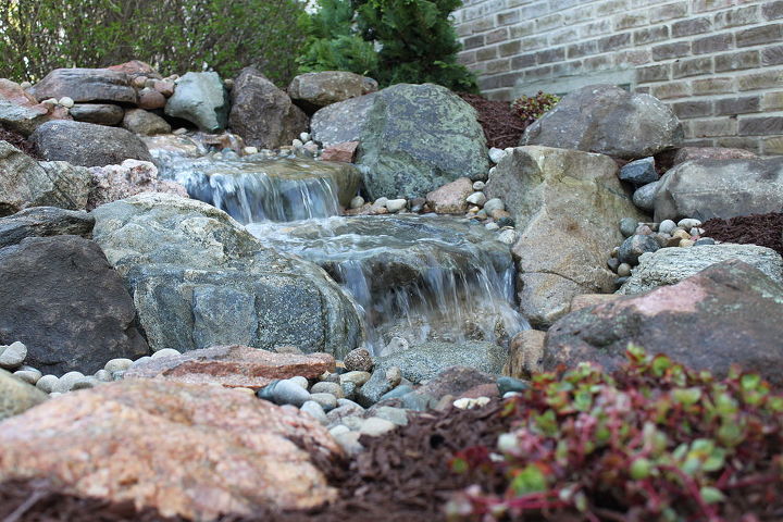 pondless waterfall ann arbor mi, outdoor living, ponds water features, A close up view of the waterfalls splashing and producing peaceful sounds in Ann Arbor MI