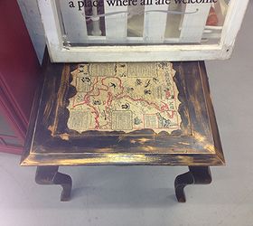 solid wood end table now a pirate map table, painted furniture, repurposing upcycling