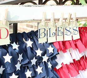 fourth of july rag flag window, crafts, patriotic decor ideas, seasonal holiday decor, I created a cute banner to go across the top using my Silhouette machine