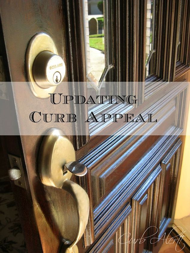 updating curb appeal by freshening up the front porch, curb appeal, outdoor living, Refinishing your front door adds the final touch Looks clean and makes a GREAT first impression