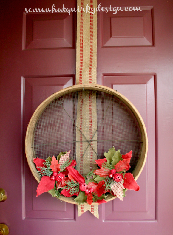my very very very simple christmas wreath, christmas decorations, crafts, seasonal holiday decor, wreaths, I got this sieve at an estate sale but had never used it for anything
