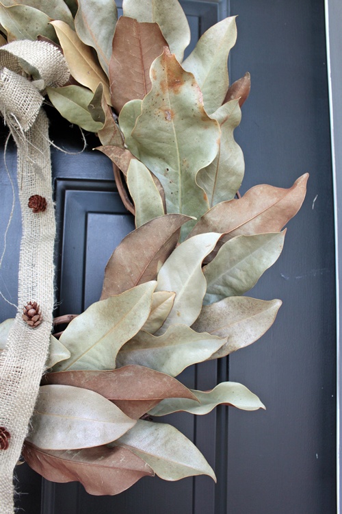 diy magnolia wreath, crafts, wreaths, magnolia leaves and burlap