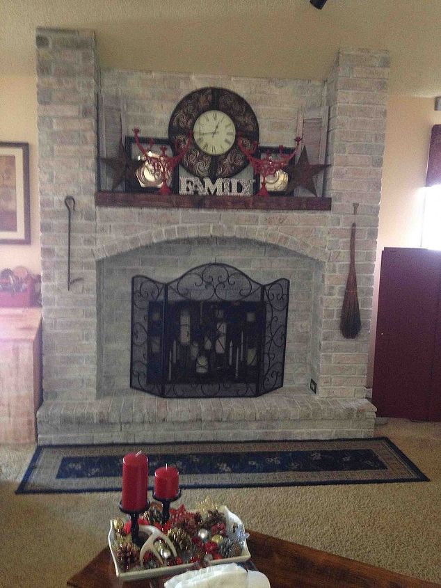 my whitewashed fireplace, fireplaces mantels, living room ideas, painting
