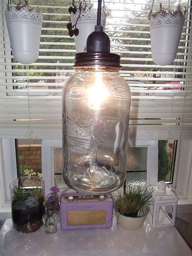 diy tutorial jar pendant swag light, diy, how to, lighting, uk customized Diy tutorial Crown jar swag light