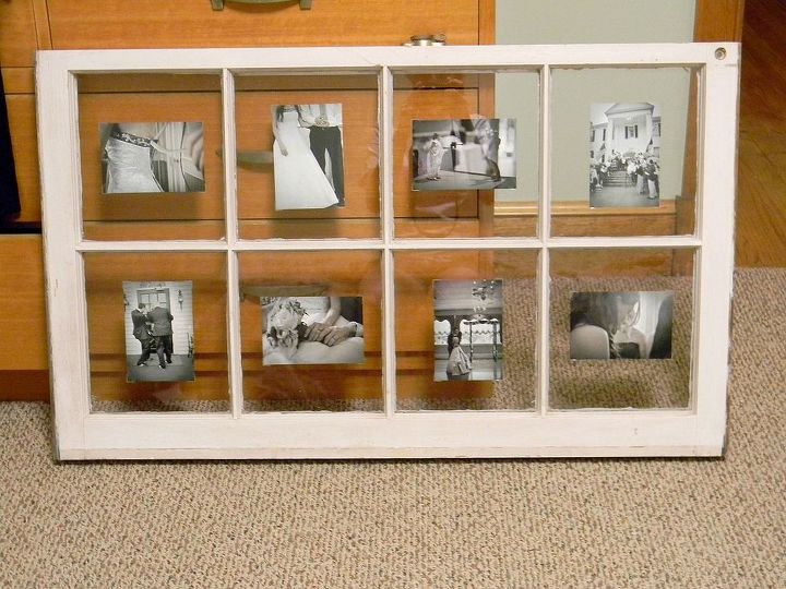 using an old window to display photos, crafts, repurposing upcycling, This is definitely my favorite piece of art in the whole house It just makes me smile