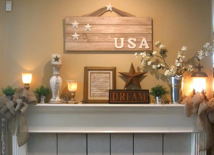 4th of july decorating without red white blue, patriotic decor ideas, seasonal holiday d cor, My non traditional 4th of July mantel