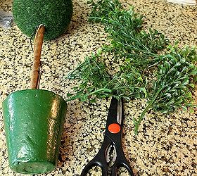 how to make a boxwood topiary, chalkboard paint, crafts, home decor, wreaths, Using a form and a garland of boxwood