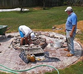 down home southern firepit, concrete masonry, diy, how to, outdoor living, This is tough work
