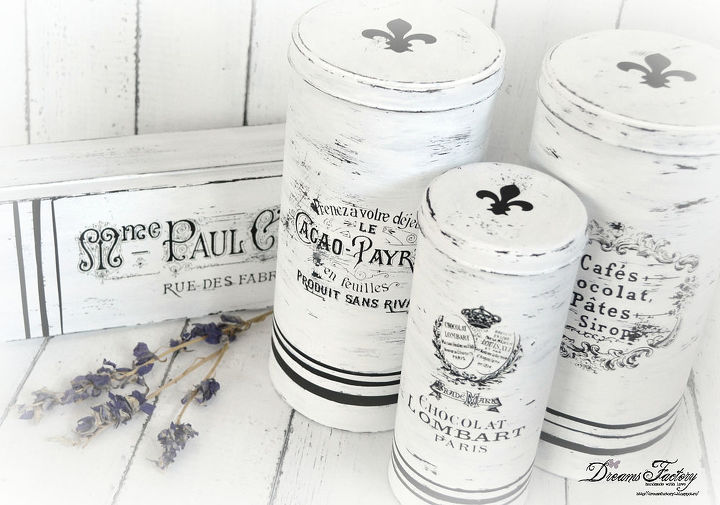diy french inspired grain sack tin boxes, crafts, home decor