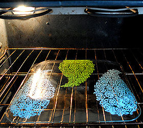 diy painted glass platter tutorial, crafts, Step 3 Allow to cure either in your oven or you can air dry