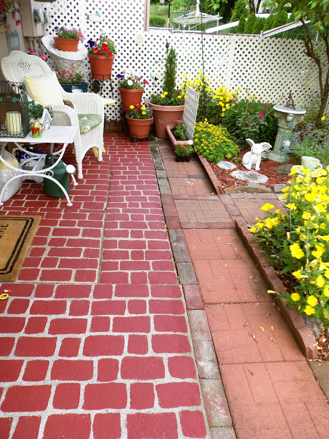 a painted patio, outdoor living, painting, Debbie painted her patio