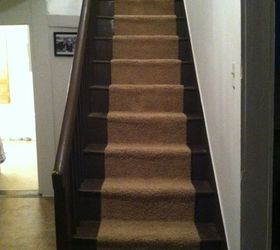 replaced stairway runner little crooked but i ll blame the steps lol, flooring, stairs