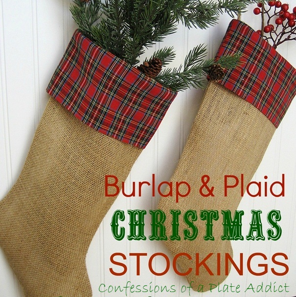 my christmas stockings burlap and plaid, christmas decorations, crafts, seasonal holiday decor, Love the warm homespun look of theses stockings
