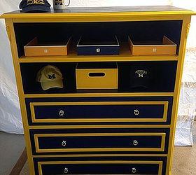 dresser transformed to u of michigan cabinet, painted furniture