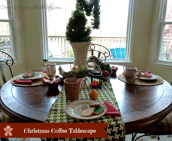 christmas coffee tablescape, christmas decorations, seasonal holiday decor
