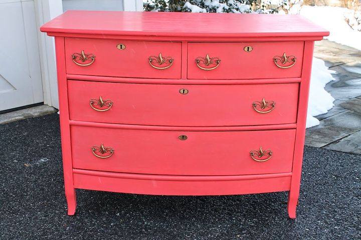 coral with a touch of gold, painted furniture