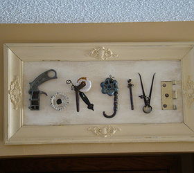 re purposed old hardware and vintage picture frame repainted, crafts, home decor, repurposing upcycling
