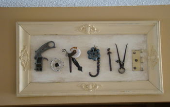 Re-purposed Old Hardware and Vintage Picture Frame Repainted