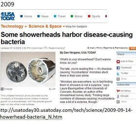 alert bacteria in shower heads can spread bacterial lung infection, bathroom ideas, cleaning tips, 2009 Headline